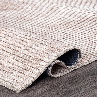 Beige Stripe Synthetic Flat Woven 10' x 14' Area Rug