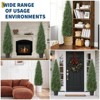 2 Pack Artificial Cedar Topiary Trees Outdoor - UV Resistant Fake Potted Plants for Porch, Patio, Wedding Decor - Realistic Low - 3 of 4