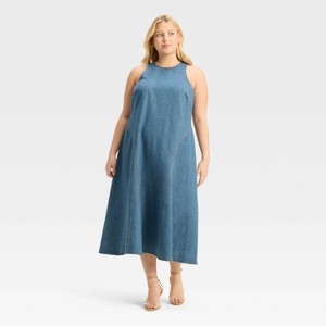 Women's Racerback Denim Midi A-Line Dress - Future Collective - 1 of 3
