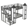 NicBex Twin over Twin Bunk Bed with Guardrail and Wardrobe,Castle-Shaped Loft Bed with Ladder and Multiple Storage,Bunk Beds for Bedroom - 2 of 4