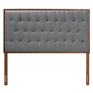 Baxton Studio Queen Harumi Fabric and Wood Headboard Gray/Walnut Brown: Upholstered Design, 30 Day Limited Warranty - 1 of 4