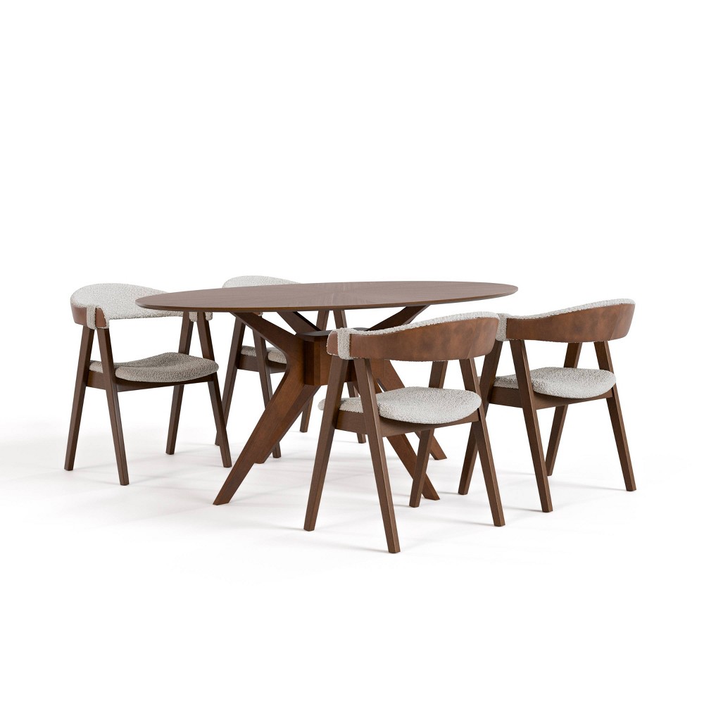 Photos - Dining Table HOMES: Inside + Out 5pc Pearlcrest Mid-Century Modern  Walnut