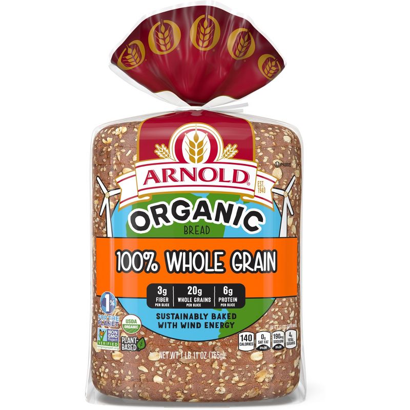 Arnold Organic 100% Whole Grain Sandwich Bread - 765g, 1 of 11