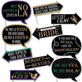 Big Dot of Happiness Funny Nola Bride Squad - New Orleans Bachelorette Party Photo Booth Props Kit - 10 Piece