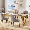 Gulches Luxury Modern Series Modern Glam White Faux Marble Veneer 63 in Geometric Gold Metal Base Dining Table Seats 4 - 3 of 4