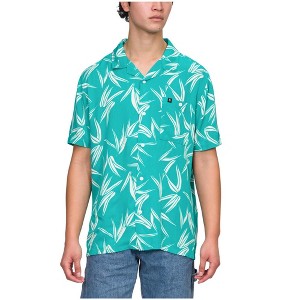 Junk Food Mens Printed Woven Cuban Collar Button Up Shirt, Green, X-Large - 1 of 1