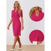 Allegra K Women's V Neck Short Sleeve Work Office Bodycon Midi Sheath Dress - 2 of 4