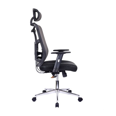 Executive High-Back Black Mesh Swivel Office Chair with Metal Base