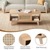 Okak Mid Century 2-Tier Wooden Coffee Table with Storage Rattan Drawer & Open Shelf,Farmhouse Tea Table Center Table for Living Room,Bedroom - 3 of 4