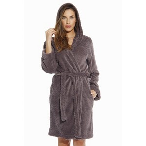 Just Love Womens Plush Solid Robe | Ladies Hooded Bathrobe - 1 of 4