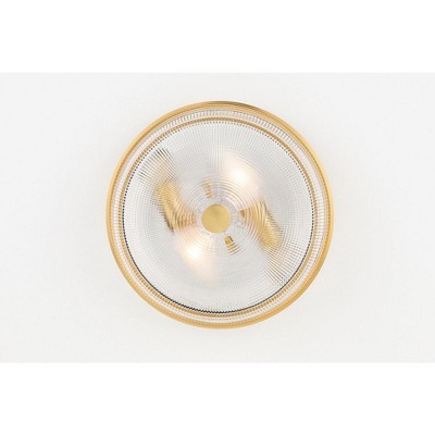 Aged Brass and Clear Glass 2-Light Flush Mount