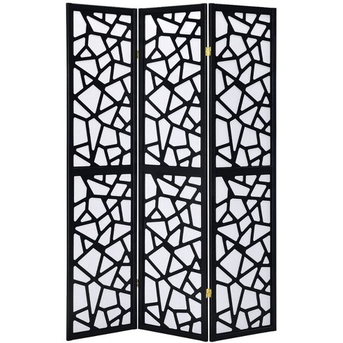Legacy Decor 3 Panel Room Divider With Mosaic Cuts Black Color : Target