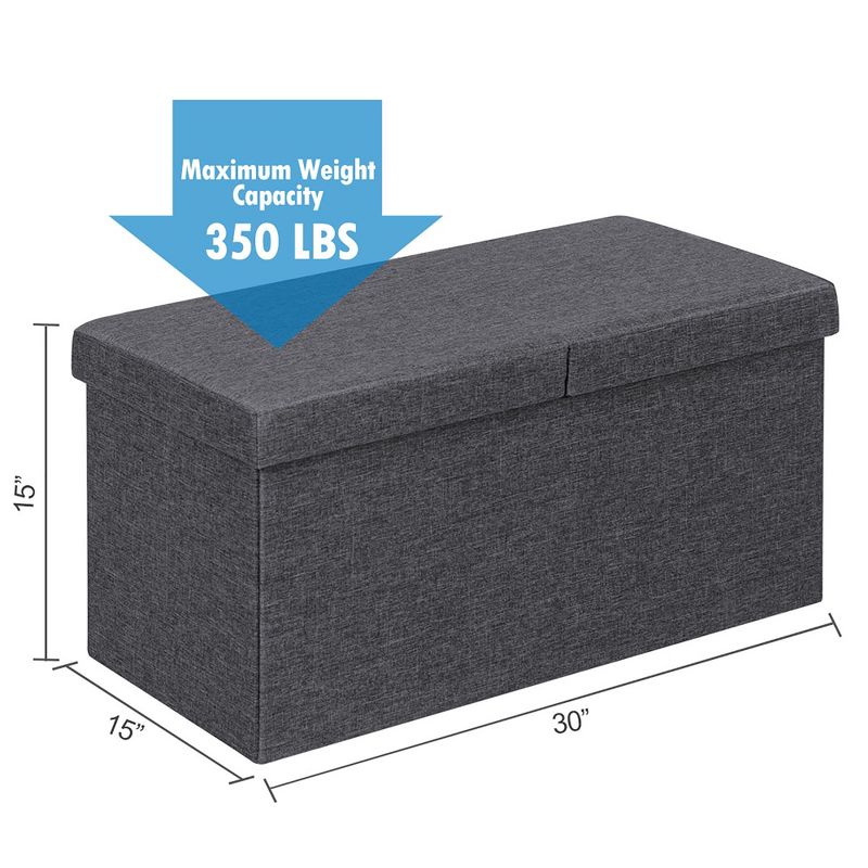 Costway 30'' Folding Storage Ottoman W/Lift Top Bed End Bench 80L Capacity Light Grey\Dark Grey, 3 of 11