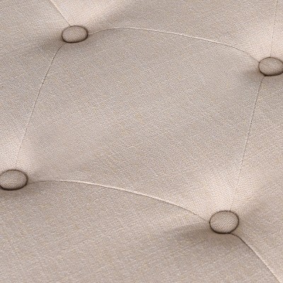Marcella Beige Linen Upholstered Bench with Gold Hairpin Legs