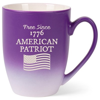 100 North United States of America 10 Ounce Purple and White Two Toned Ombre, Comfortably Fits Your Hands, Ceramic Tea Coffee Cup Mug, Free Since 1776