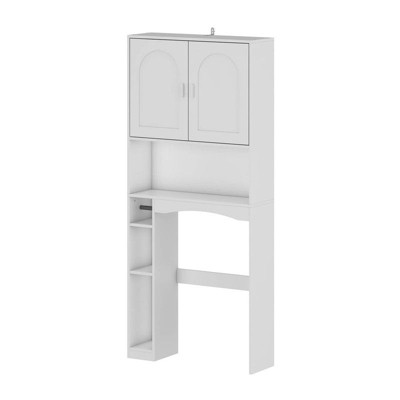 FUFU&GAGA Over-Toilet Storage Cabinet with Doors,Bathroom Hutch Shelf Over Toilet,Adjustable Shelves,Anti-Tip,Toilet Rack for Restroom, Laundry