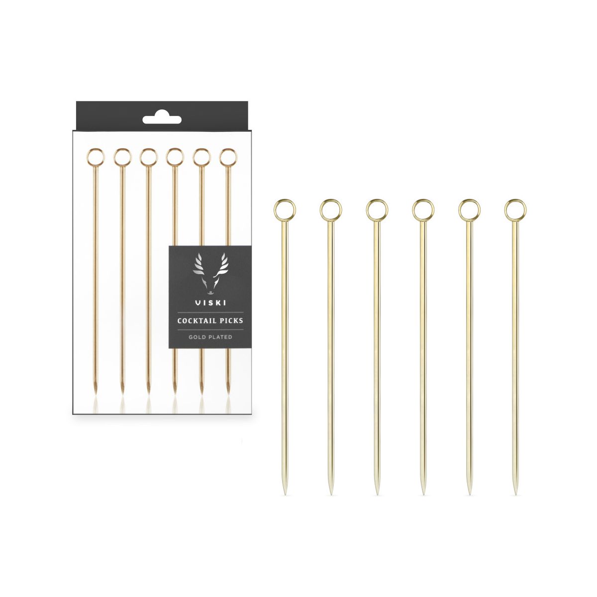 Viski Cocktail Picks, Set of 6 Stainless Steel
