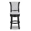 2-piece swivel bar stool set, upholstered seat, nailhead trim, footstool, wooden dining furniture, black - 2 of 4