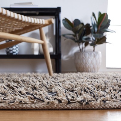 Handwoven Black and Ivory Wool-Cotton Blend Beach House Rug - 3x5 Feet