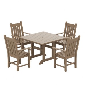 WestinTrends 5 Piece Outdoor Patio Dining Set Outdoor Square Table and Armchair Set - 1 of 2