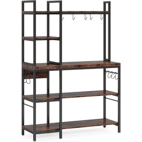 Kitchen Bakers Rack with Storage, 43 inch Microwave Stand 5-Tier