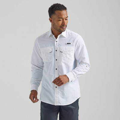 Wrangler Men's ATG Long Sleeve Fishing Button-Down Shirt - White XL
