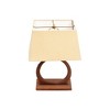 HomeRoots 21" Distressed Brown Solid Wood Geometric Table Lamp With Beige Drum Shade - 4 of 4