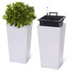 22.5" Tall Planters Set of 2, Self-Watering Indoor & Outdoor Plant Pots with Drainage Holes, Water Level Monitor for Porch, Patio or Home Decor, White - 2 of 4