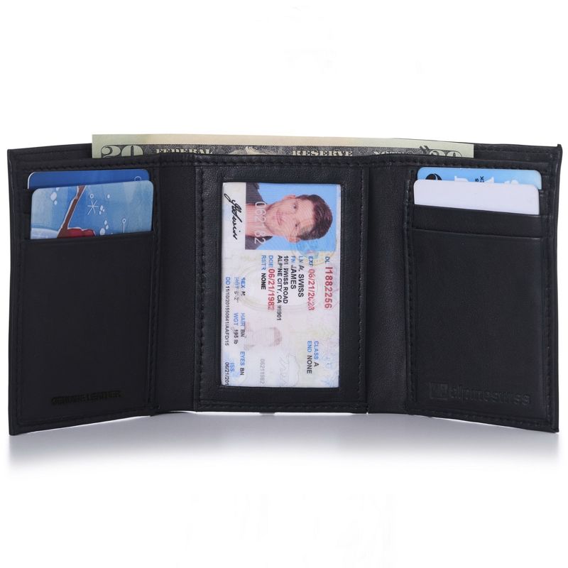 Alpine Swiss Mens Wallet Trifold Bifold Billfolds to choose from Genuine Leather Comes in Gift Bag, 2 of 10