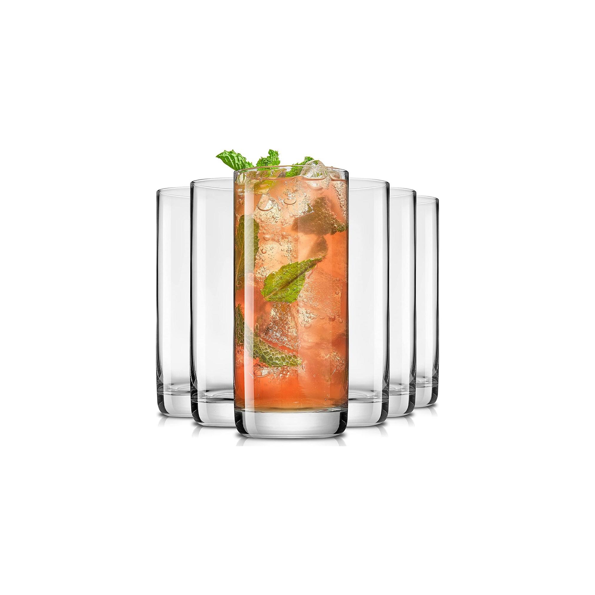 Faye Crystal Highball Drinking Glasses - 13 oz - Set of 6
