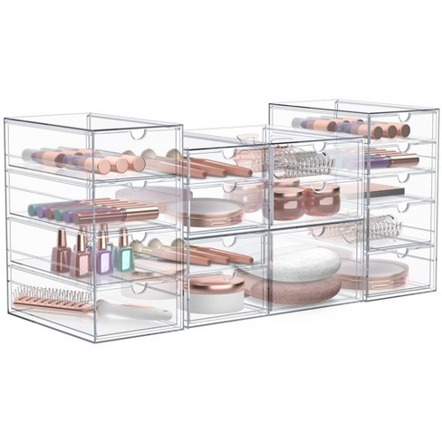 Sorbus 16 Drawers Acrylic Organizer for Makeup, Organization and Storage, Art Supplies, Jewelry, Stationary - 4 Pcs Clear Stackable Storage Drawers - image 1 of 4