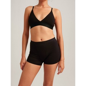 Saalt Leakproof Cotton Sleep Shorts - Super Absorbency - Black - 1 of 4