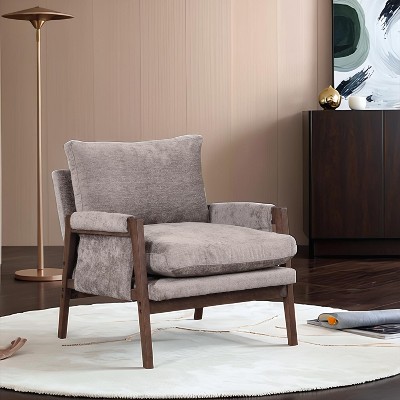 GDFStudio Forster Rubber Solid Wood Velvet Upholstered Accent Chair