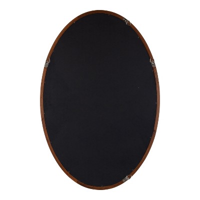 Walnut Brown Oval Wood Framed Bathroom Vanity Mirror