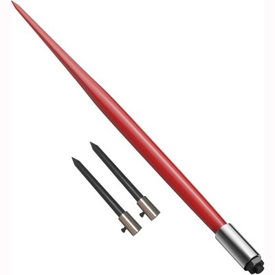 49" Hay Spear, Heavy-Duty Quick-Attach Square Bale Spike, Hay Bale Spear, Includes 2 Stabilizer Prongs, Hex Nut & Sleeve for Tractor Bucket Loaders