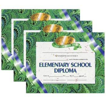 Hayes Publishing Elementary School Diploma, 8.5" x 11", 30 Per Pack, 3 Packs