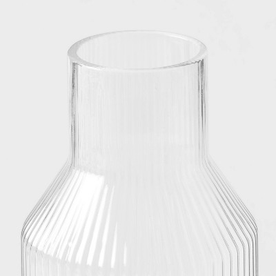 Ribbed Glass Carafe Clear - Threshold™: Dishwasher-Safe Beverage Server, 50oz Cold Drink Pitcher, Cadmium-Free Glass