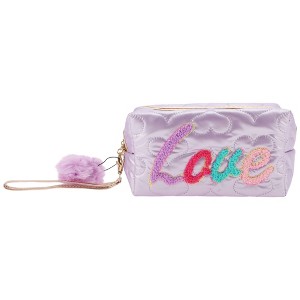Unique Bargains Women's Portable Embroidered Love Makeup Bag 1 Pc - 1 of 3