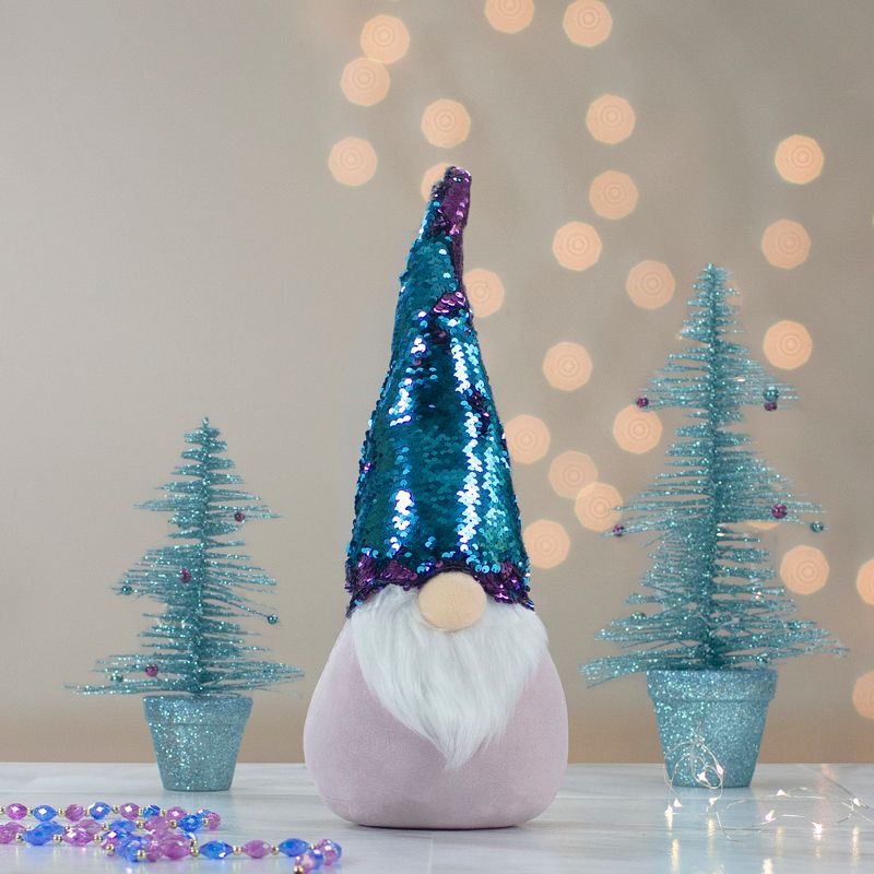Northlight 17.5" Gnome with Purple and Blue Flip Sequin Hat Christmas Decoration, 3 of 8