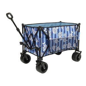VisioGear Foldable Garden Cart with Heavy-Duty Wheels & 480lbs Load Capacity, Portable Utility Wagon for Camping, Sports, Blue, 37.4"*23.03"*38.98" - 1 of 4