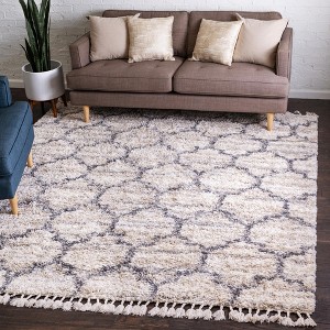 Unique Loom    Hygge Shag Trellis Area Rug - 1 of 4