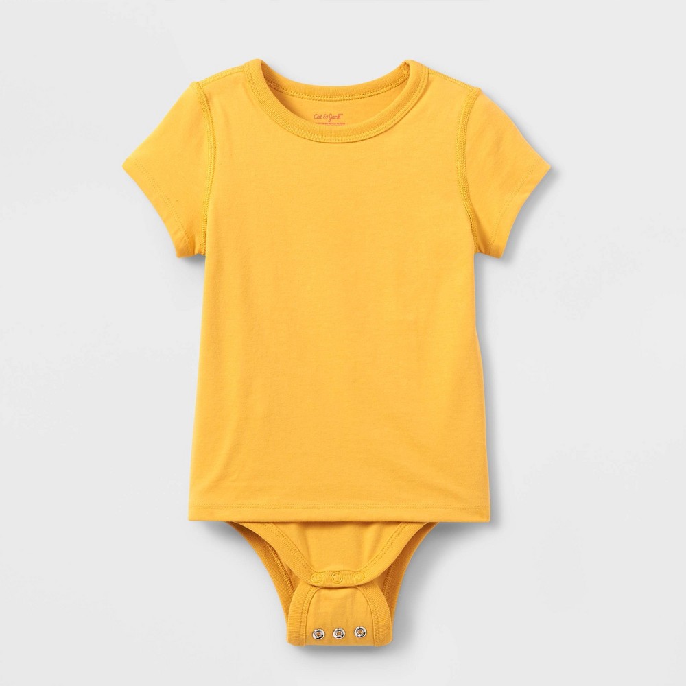 Toddler Adaptive Short Sleeve Bodysuit with Abdominal Access - Cat & Jack™ Mustard Yellow 5T