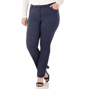 Rekucci Curvy Woman  Straight Leg Pants with Stretch Waist and Pockets - 1 of 3
