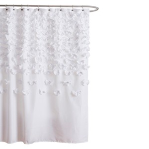 Lush Decor Lucia Scattered Flower texture Shower Curtain, White