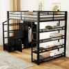 Lycvki Full Size Black Metal Loft Bed with Storage Shelves, Cabinets and Wardrobe - 4 of 4