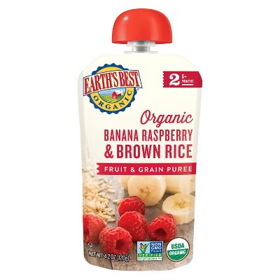 Earth's Best Organic Banana Raspberry & Brown Rice Baby Food Pouch - 4.2oz