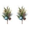 Pine Spray with Ornament Set of 2 Winter Greenery Stems 18.5 Inch Height Holiday Decor By Melrose - 3 of 3