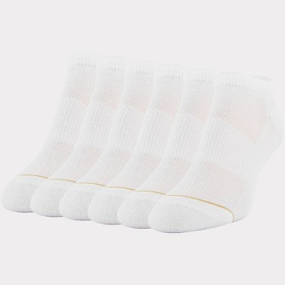 All Pro Women's Extended Size Aqua FX 6pk No Show Socks - White 8-12: Moisture Wicking, Cushioned, Arch Support