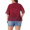Agnes Orinda Women's Plus Size Hollow Lace Panel Texture Printed Boho Casual Summer Cardigans - 4 of 4