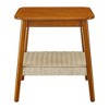 Dolonm 23" Mid-Century Side Table with Woven Shelf, Boho Side Table with Storage, Bedside Tables, Small Side Table for Living Room Patio Home Office - 2 of 4